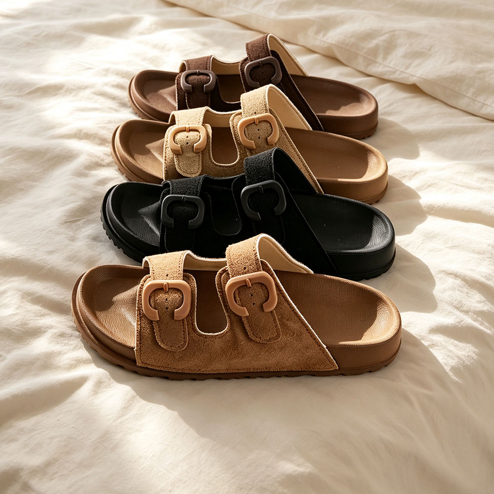 Women'S Fashion Korea - Sandales plates à double boucle et