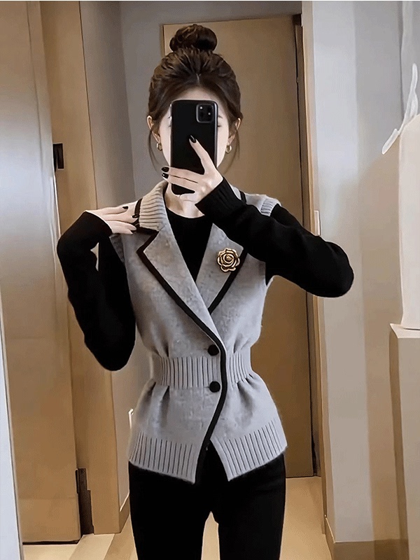 Women'S Fashion Vest Tops - Gilet élégant en maille cintré à