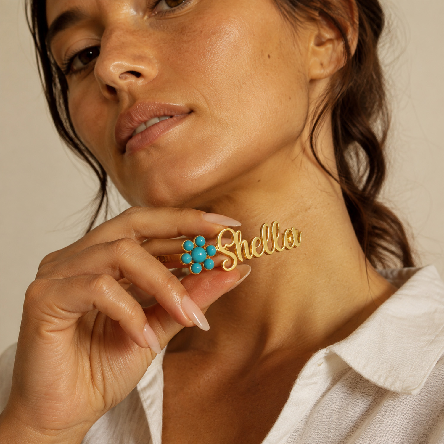 Women Fashion Dress Names - Broche personnalisée avec nom, motif floral