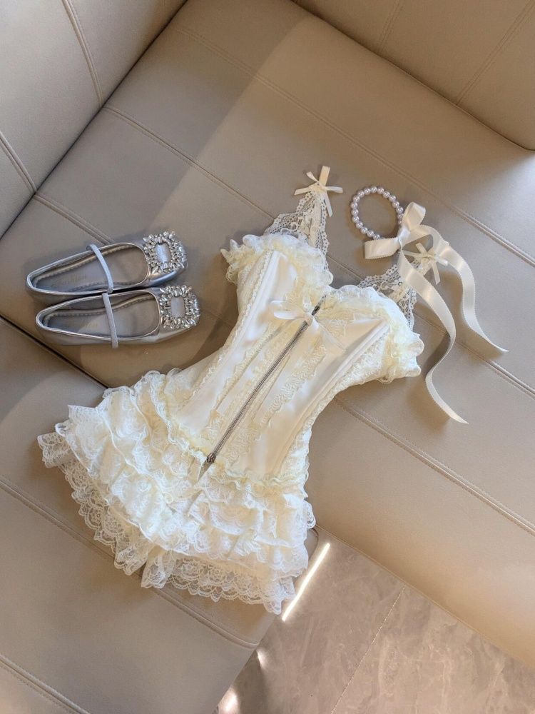 Ensemble bustier en dentelle e - Lace Trim Cami avis et prix