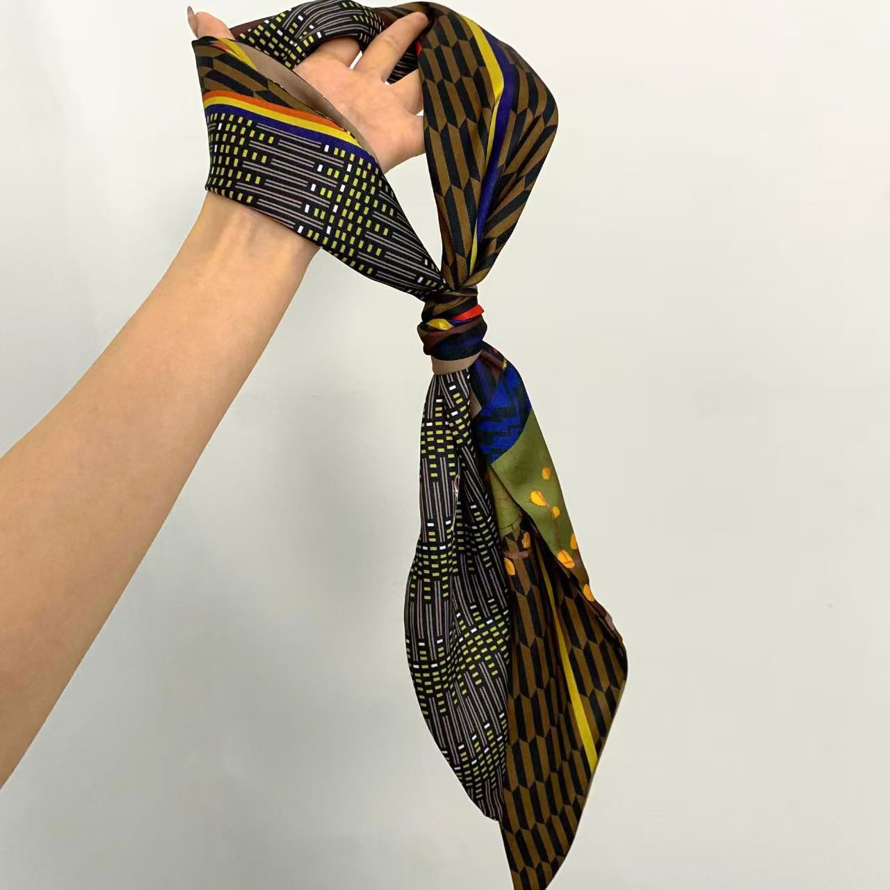 Foulard en soie biaisé imprimé - Women Fashion Necktie avis et prix