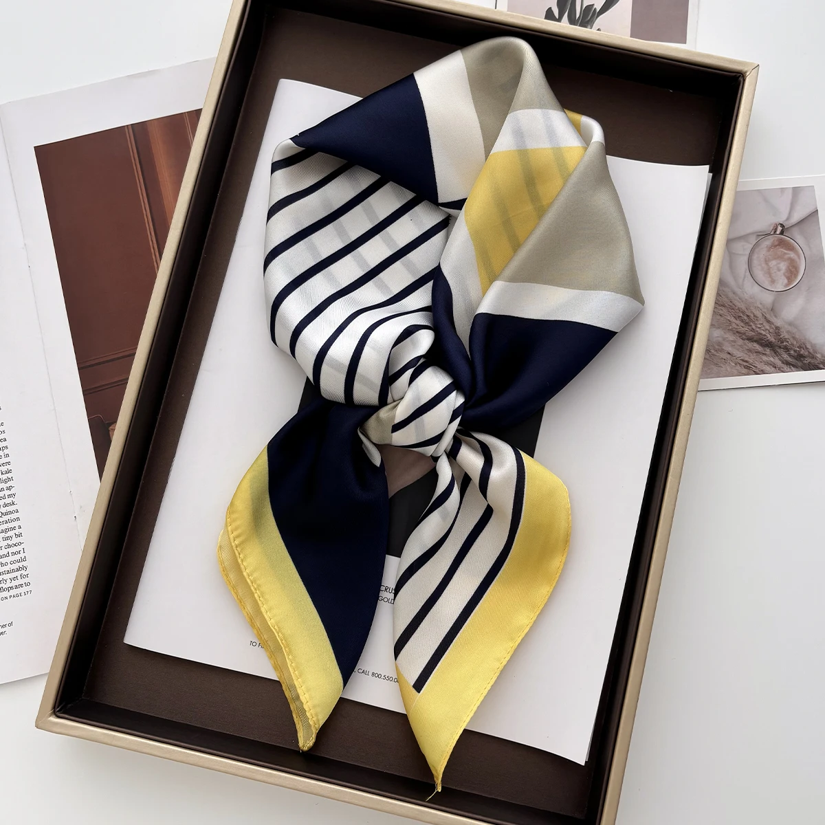 Foulard carré en Satin doux po - Women Fashion Necktie avis et prix