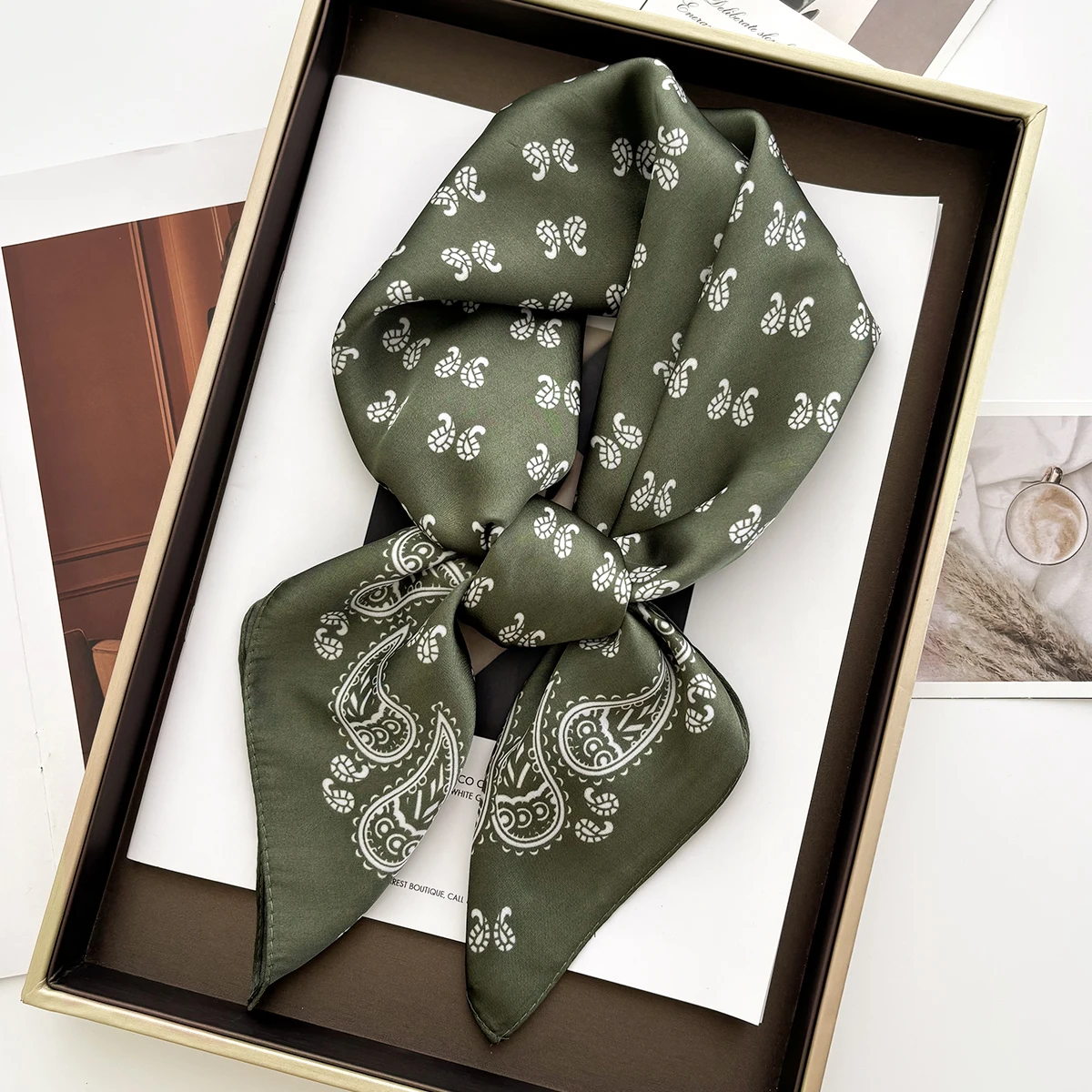 Foulard carré en Satin doux po - Women Fashion Necktie avis et prix