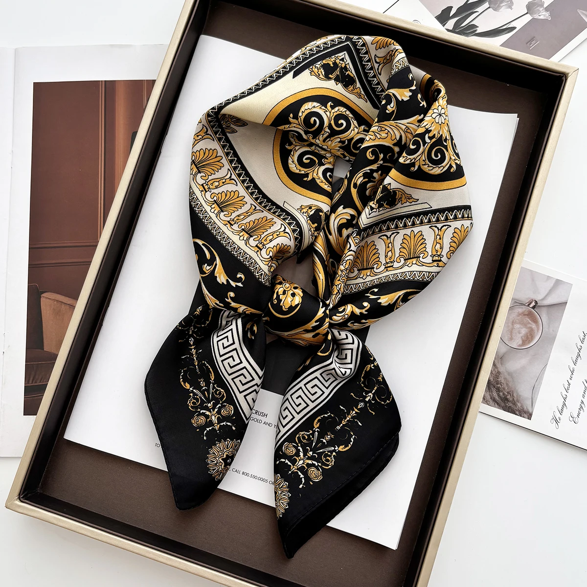 Foulard carré en Satin doux po - Women Fashion Necktie avis et prix
