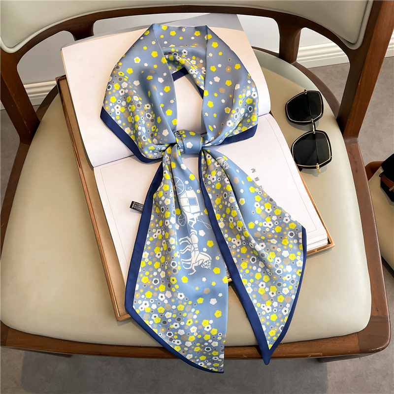 Écharpe longue en soie imprimé - Women Fashion Necktie avis et prix